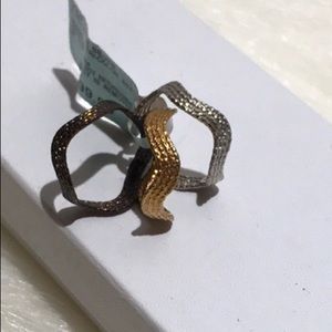 .925 gold over silver 3pc ring tri-color